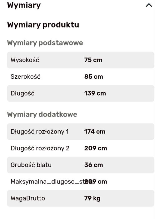Stół rozkładany next