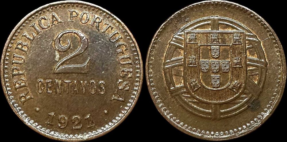 2 Centavos - 1921 - República Portuguesa (Escassa)