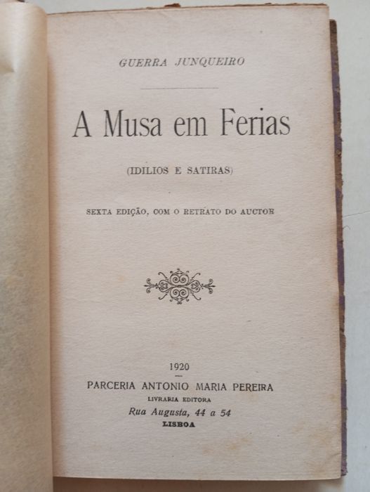 Guerra Junqueiro - A musa em férias (1.ª edição)