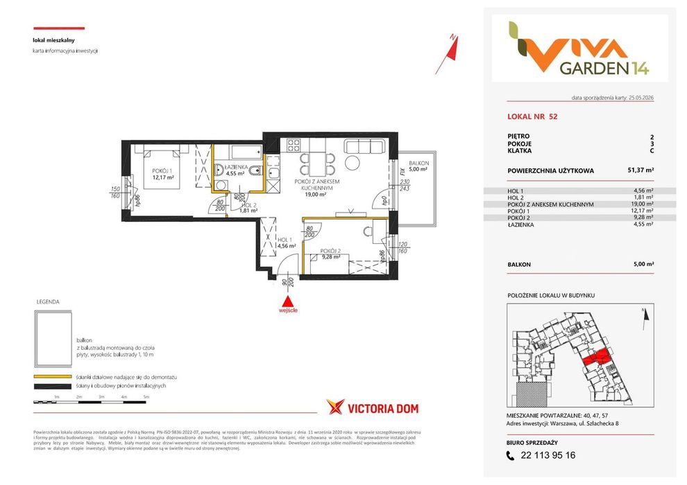 3-pokojowe mieszkanie 51m2 + balkon