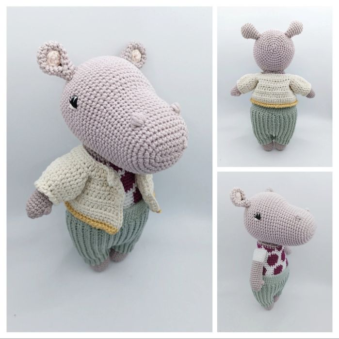Hipopotam maskotka ręcznie wykonana na szydełku handmade