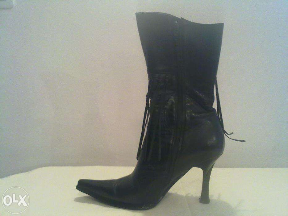 Полусапожки чёрные кожаные р. 37