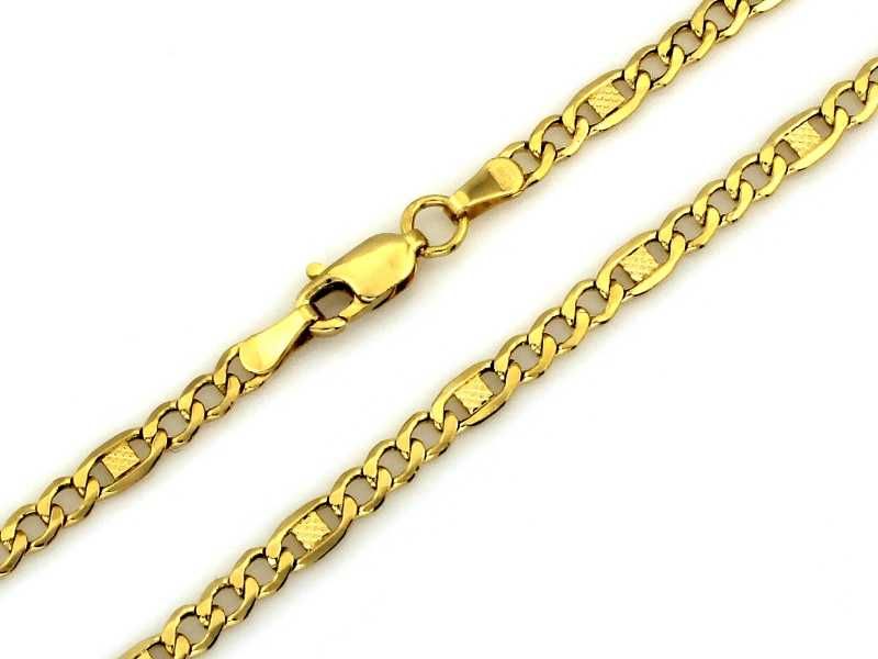 Nowy złoty łańcuszek figaro z ciekawymi dodatkami PR 585 50 cm