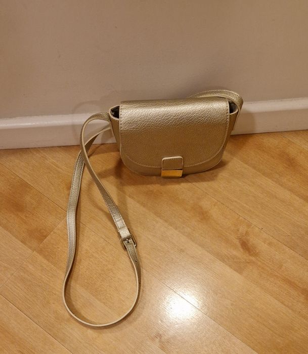 Wizytowa TOREBKA złota okrągła mała jak nowa na prezent