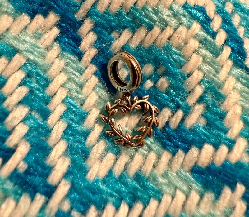 charms srebro 925 wianek liść serce wisiorek love liście laur wygrana