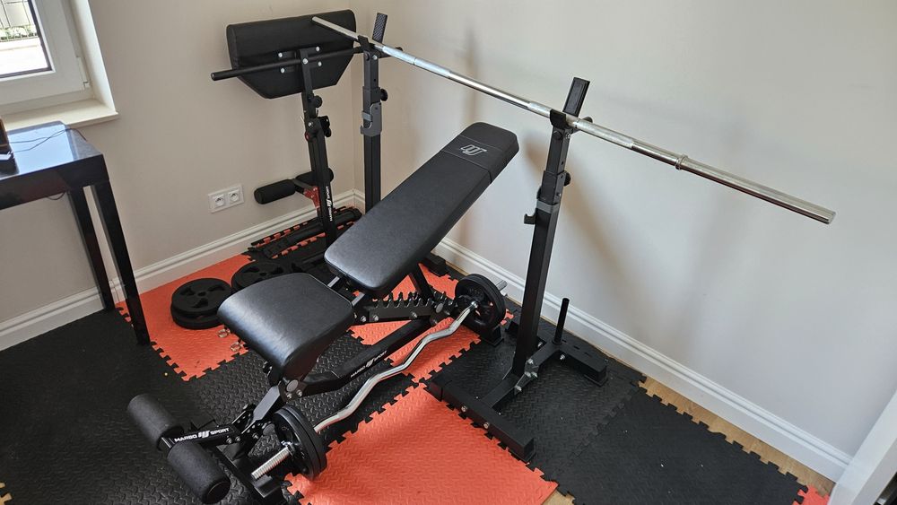 Ławka do ćwiczeń gryf ciężarki siłownia zestaw Marbo Sport oryginał