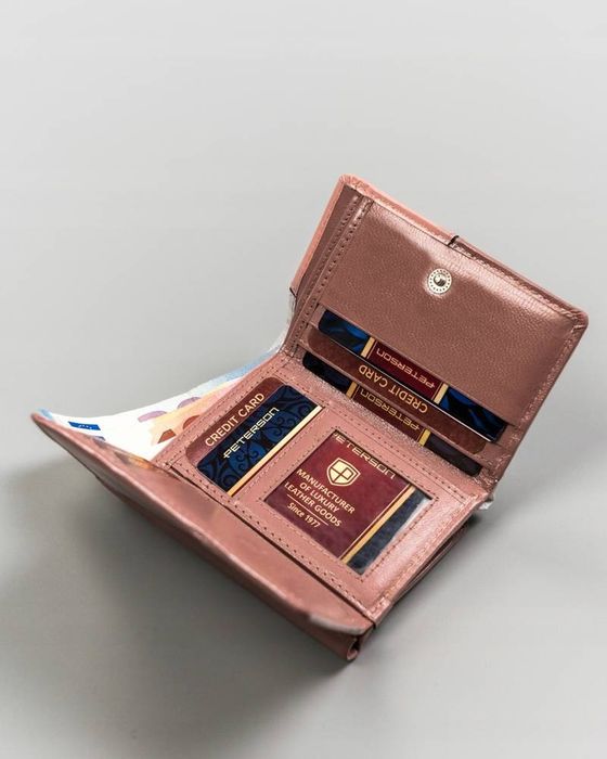 klasyczny, mały portfel damski ze skóry naturalnej - peterson