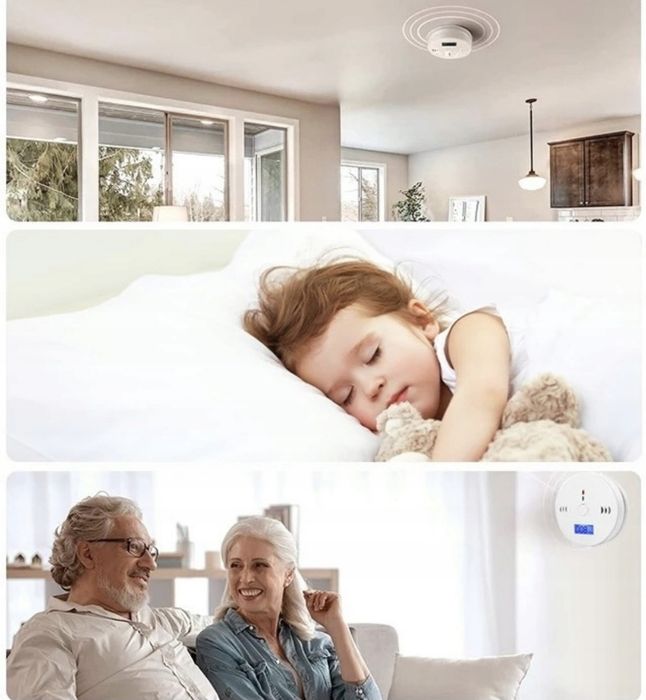 Czujnik czadu LCD tlenku węgla Gazu certyfikowany bezprzewodowy