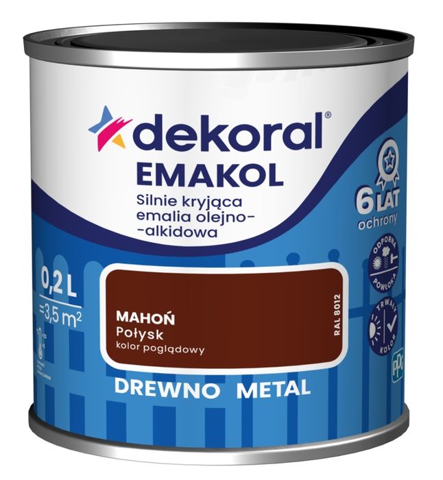 Dekoral Emakol Strong Mahoń 0,2l Farba do Drewna