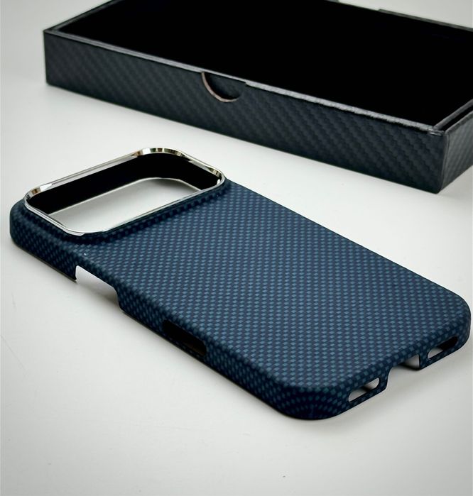 Карбоновый чехол iPhone 17 Pro | 17 Pro Max (Blue) + MagSafe