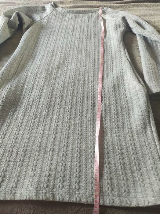 Sukienka sweterkowa szara S M L sweter kieszenie wiosna jesień zima