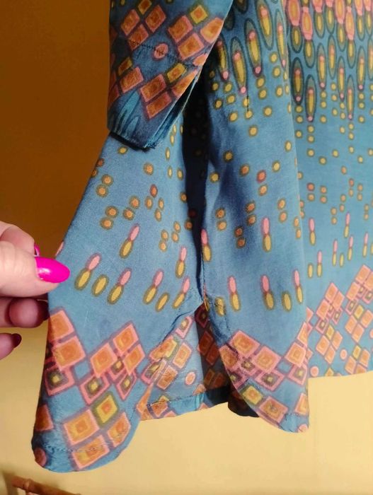 bluzka szara wzór musztardowy i koral 44 XXL*Masai*