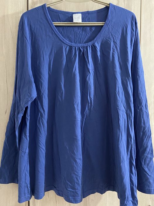 Skin to skin niebieska 5XL 50 bluzka damska bawełna plus size