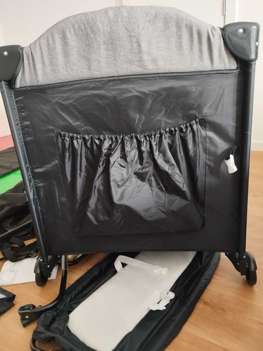 Berço para bebés 5 em 1 ajustável, convertível e dobrável, Preto
