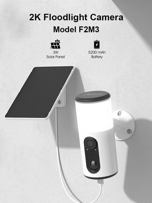 НОВИНКА Камера-Світильник Anran Wi-Fi Zoom 3MP сонячна панель акумул 5000 mAh