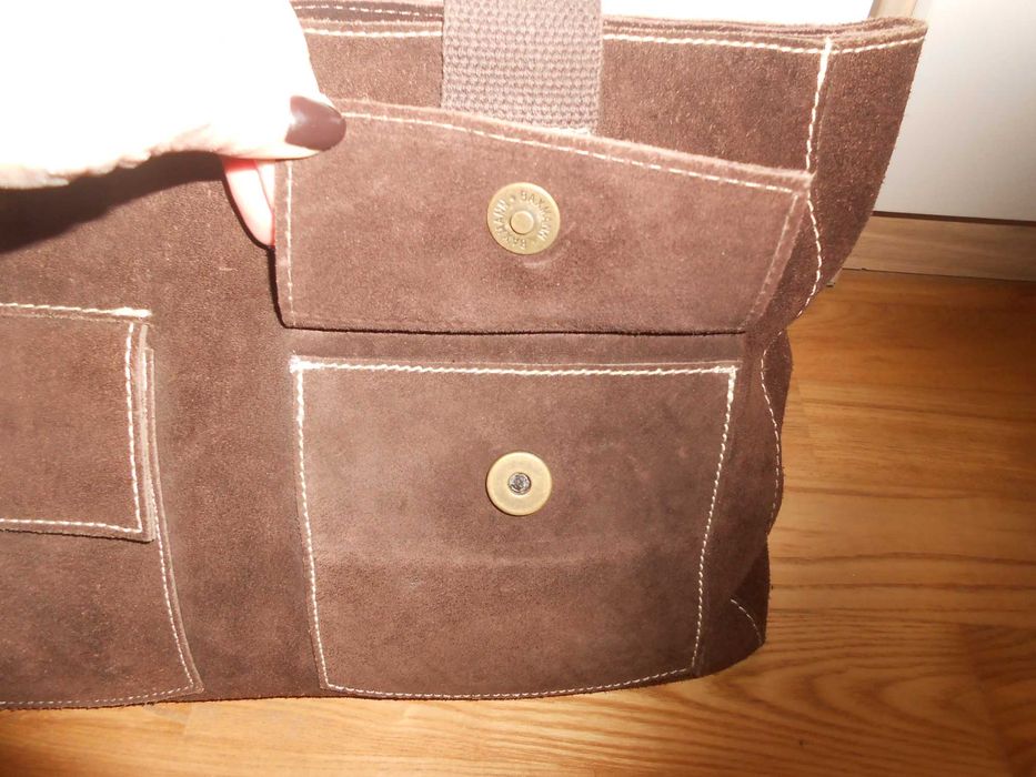 Torebka zamszowa naturalny zamsz czekoladowa brązowa do ręki