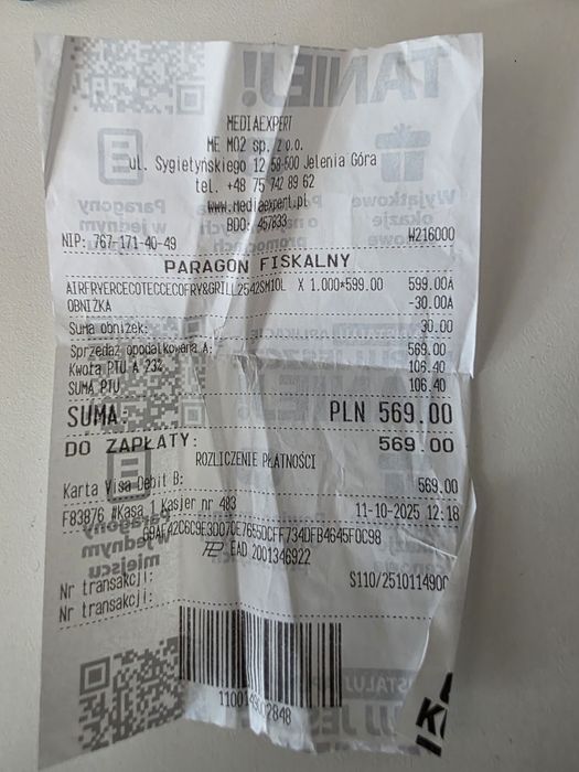 Airfryer Cecotec Cecofry & Grill z podwójną grzałką