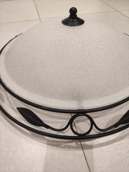 Candeeiro plafont de ferro e vidro com 50cm