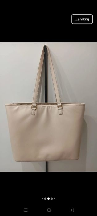 Duża torba shopperka pojemna beżowa sinsay