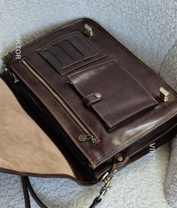 Мужская кожаная сумка портфель VERA PELLE. Италия