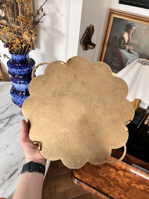 Duża bardzo ciężka patera 100% mosiądz mosiężna Austria 1970 vintage