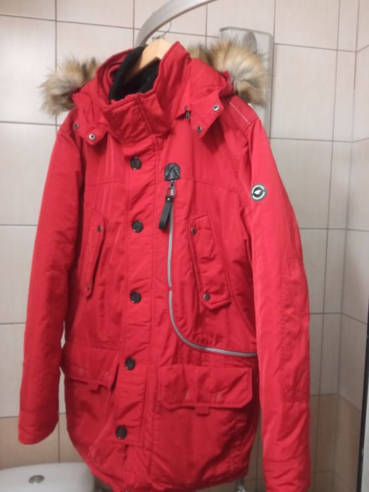 kurtka zimowa XL Tom Tailor z kapturem czerwona  bluza jacket zasuwana