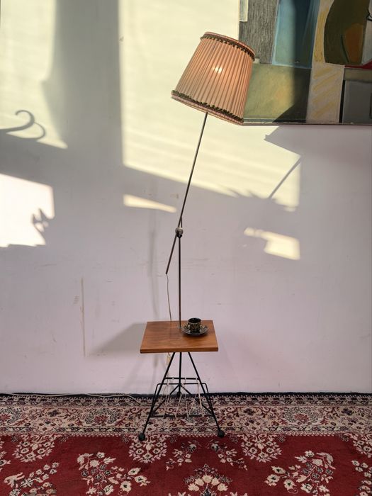 Lampa PRL stojąca podłogowa  „żuraw” proj. M. Gałecki lata 60. Vintage