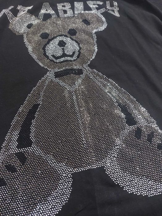 czarna bluzka tshirt tunika miś cekiny