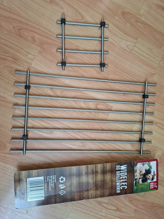 Ikea 2 podstawki stal nierdzewna + widelec do grilowania