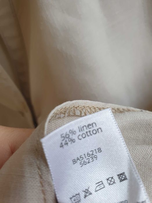 Beżowa lniana bluzka koszula bez rękawów F&F len 44