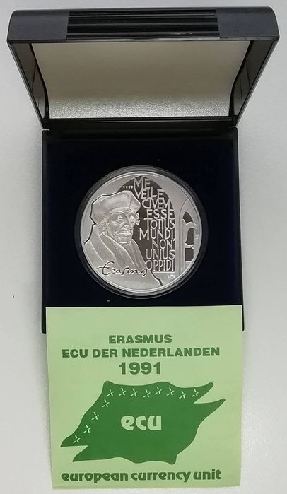 Нідерланди 25 екю 1991р. Еразм Ротердамський. СРІБЛО. Пруф.