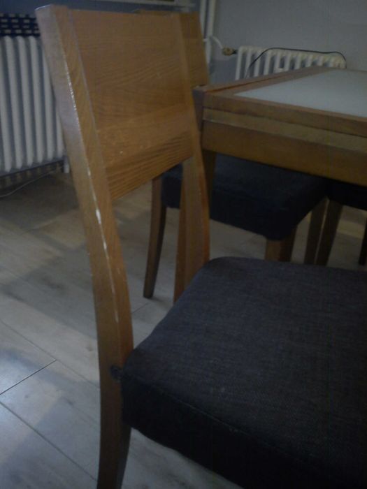 stół rozkładany 85x85 do 170! szklany + 5 krzeseł