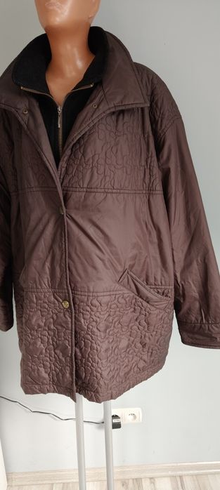 48 4XL 5XL 50 Fabiani kurtka damska parka brązowa brąz stójka