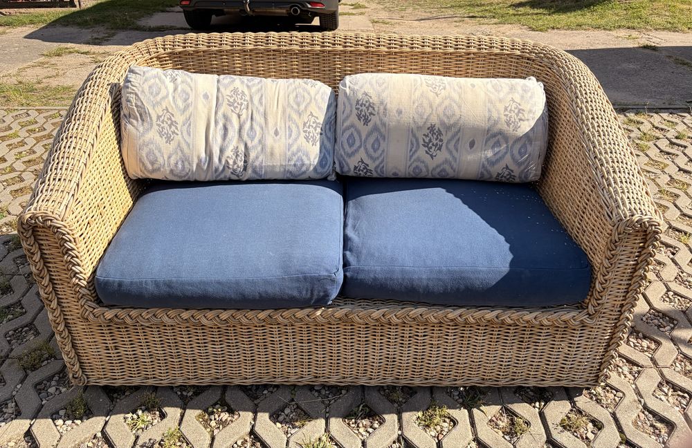 Sofa rattanowa naturalna zadbana