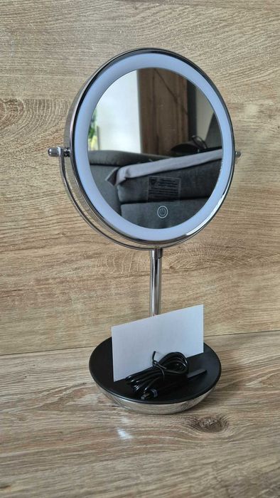 Powiększające Lustro LED do makijażu, NOWE, dwustronne, 17 cm, obrotowe.