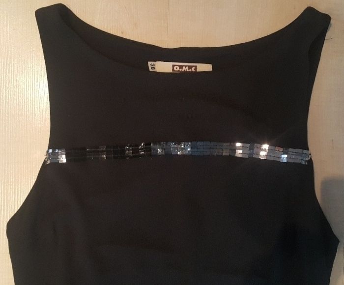 Sukienka czarna długa na imprezę, wesele, rozmiar 38