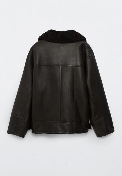 Massimo dutti дублянка авіатор натуральна ЧОРНА