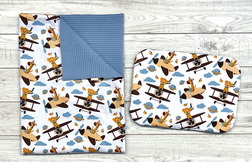 WYPRZEDAŻ Kocyk wafel 100x75 / komplet kocyk plus poduszka