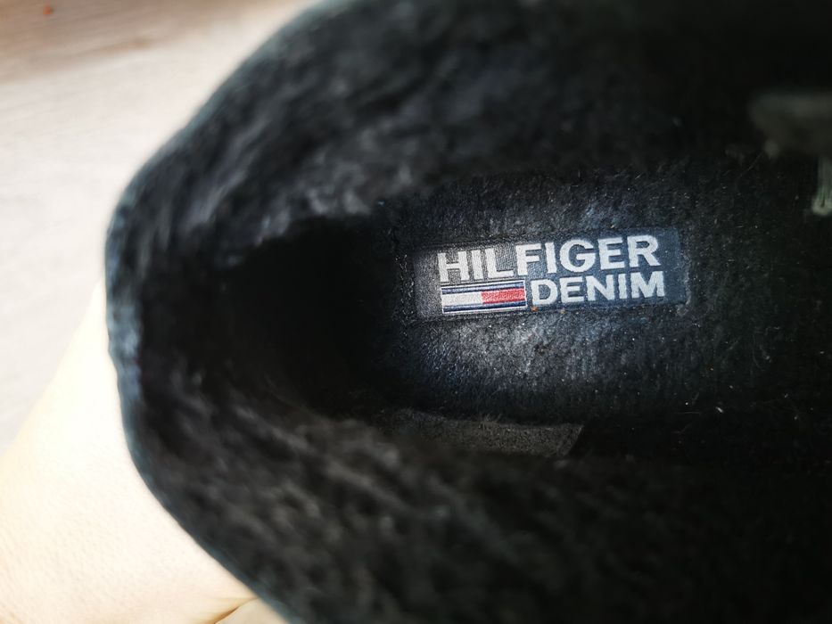 Buty botki damskie Tommy Hilfiger r. 38 granatowe na koturnie zamsz