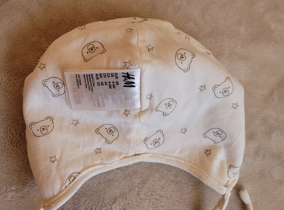 Kremowa czapka niemowlęca 68 H&M 4-6m