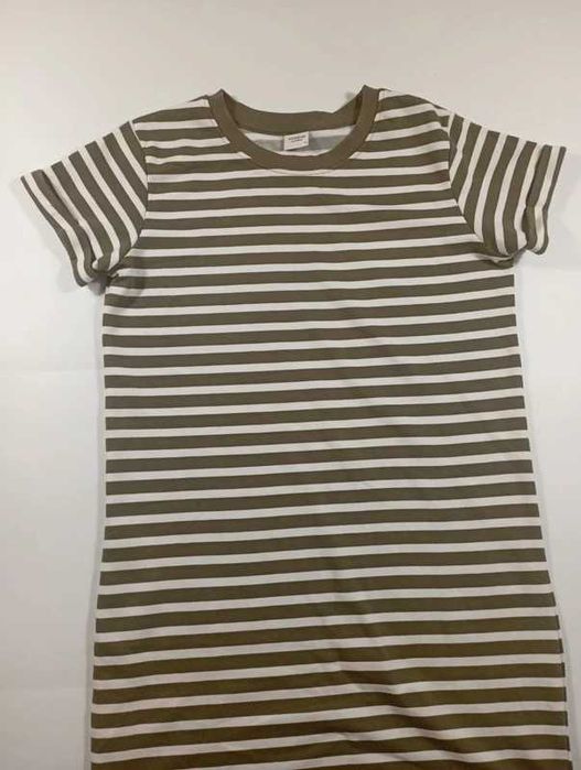 Jacqueline de Yong sukienka damska M 38 khaki w paski T-shirtowa