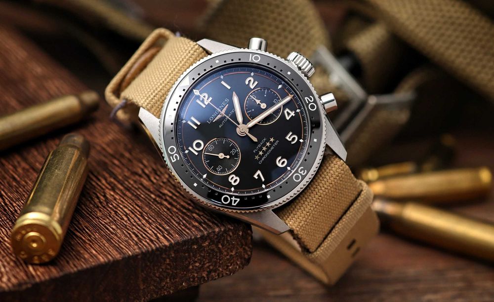 Longines Spirit Flyback Chronograph COSC Chronometer NATO L3.821.4.53.9 Pilot Sportowy Zegarek Męski