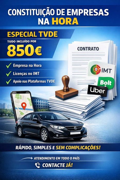 Constituição de Empresas na Hora – TVDE e Outras Atividades