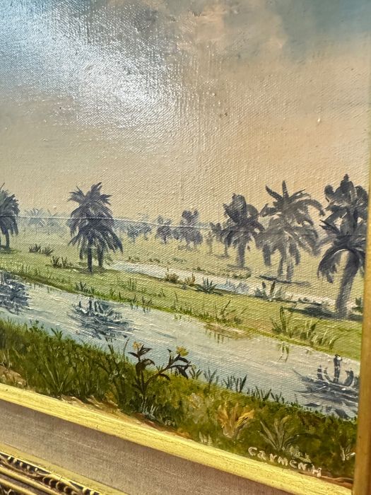 Pintura a óleo sobre tela, com moldura. Carmen H. 1970