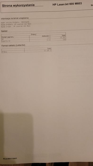 Drukarka laserowa czarno-biała HP LaserJet 600 M603