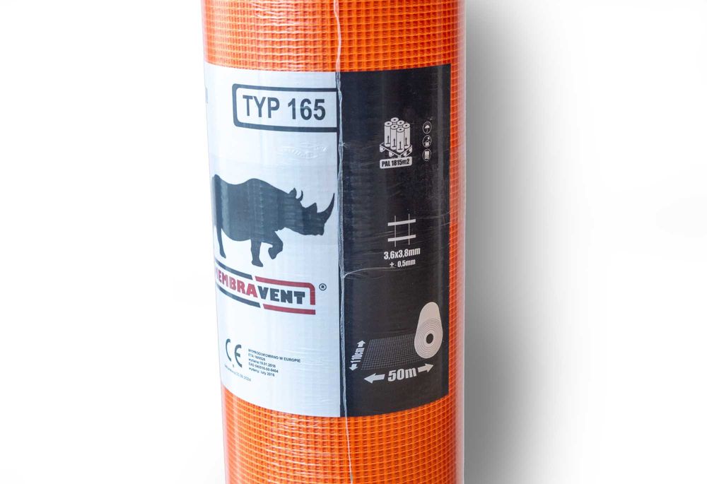 SIATKA ELEWACYJNA z włókna szklanego MEMBRAVENT Typ165  1,1m x 50mb