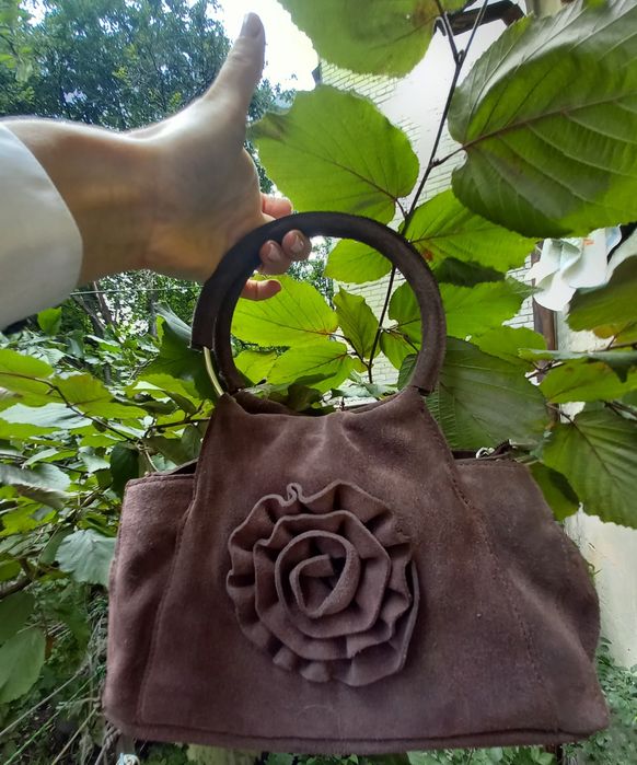 Сумка нова замшева, клачт шоколадний