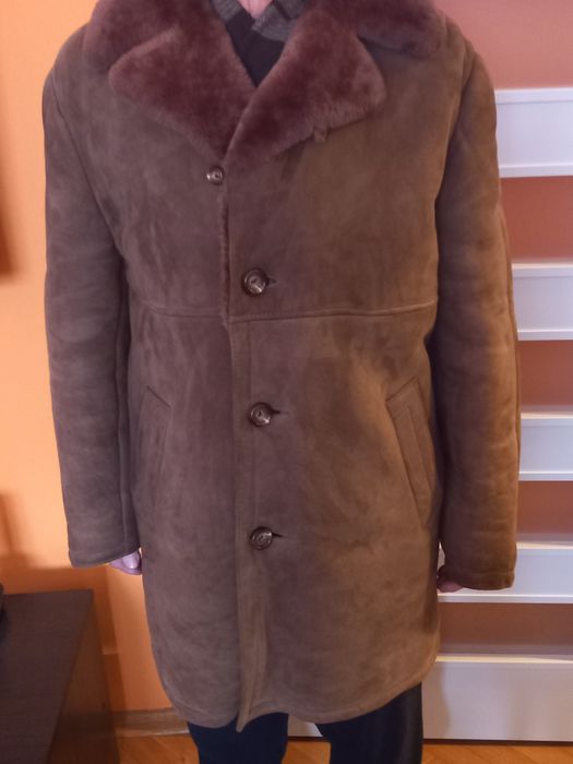 Kożuch męski brązowy