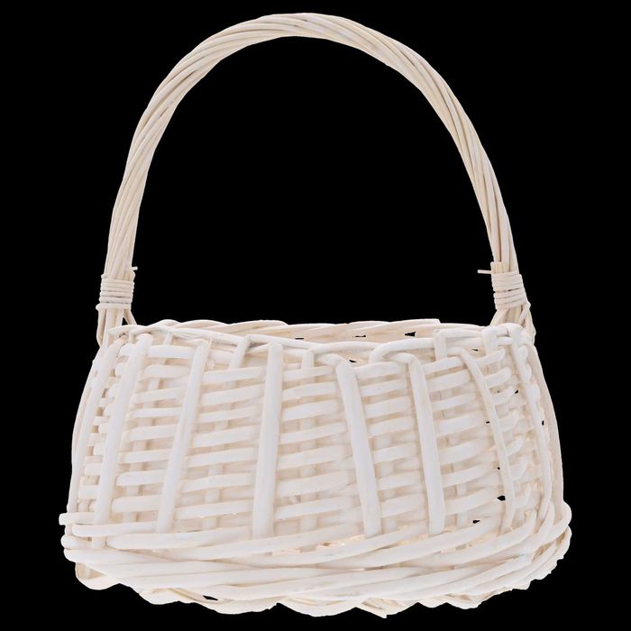 Kremowy okrągły kosz wiklinowy święconka wielkanoc