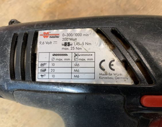 Шуруповерт Wurth BS 96A Compact + зарядное AL 60-SL
